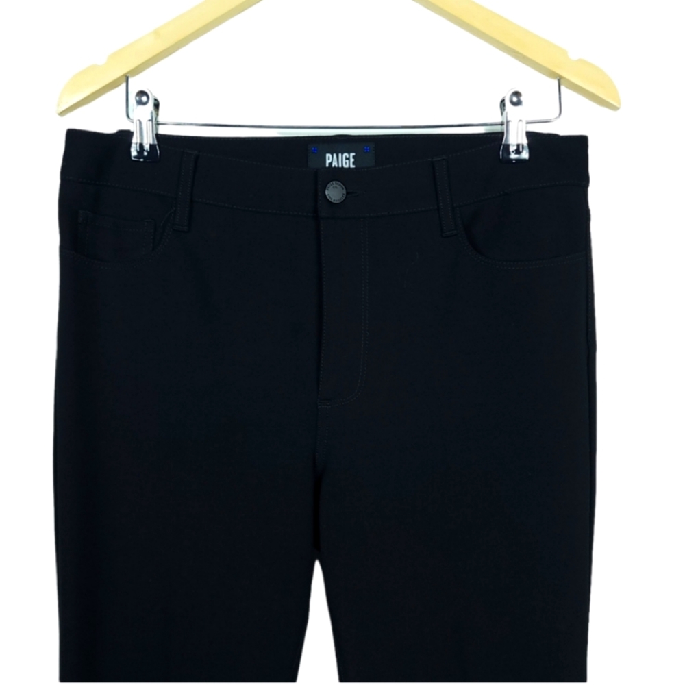 Paige Womens Pants 31 Black Knit Pockets Grommets Straight Leg Stretch Trousers
